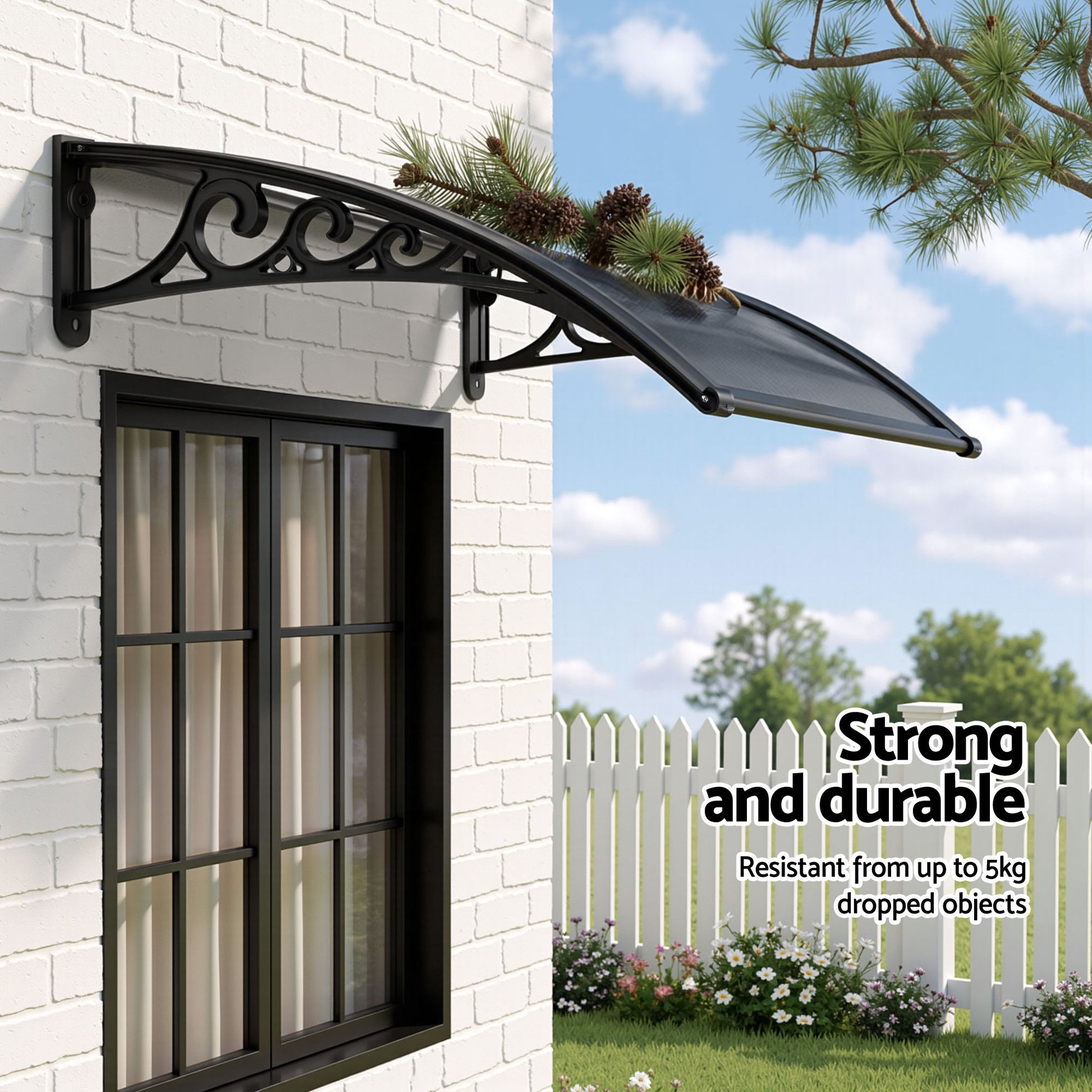 Instahut Window Awning Drainage 0.6mx0.6m Outdoor Grey - Image 6