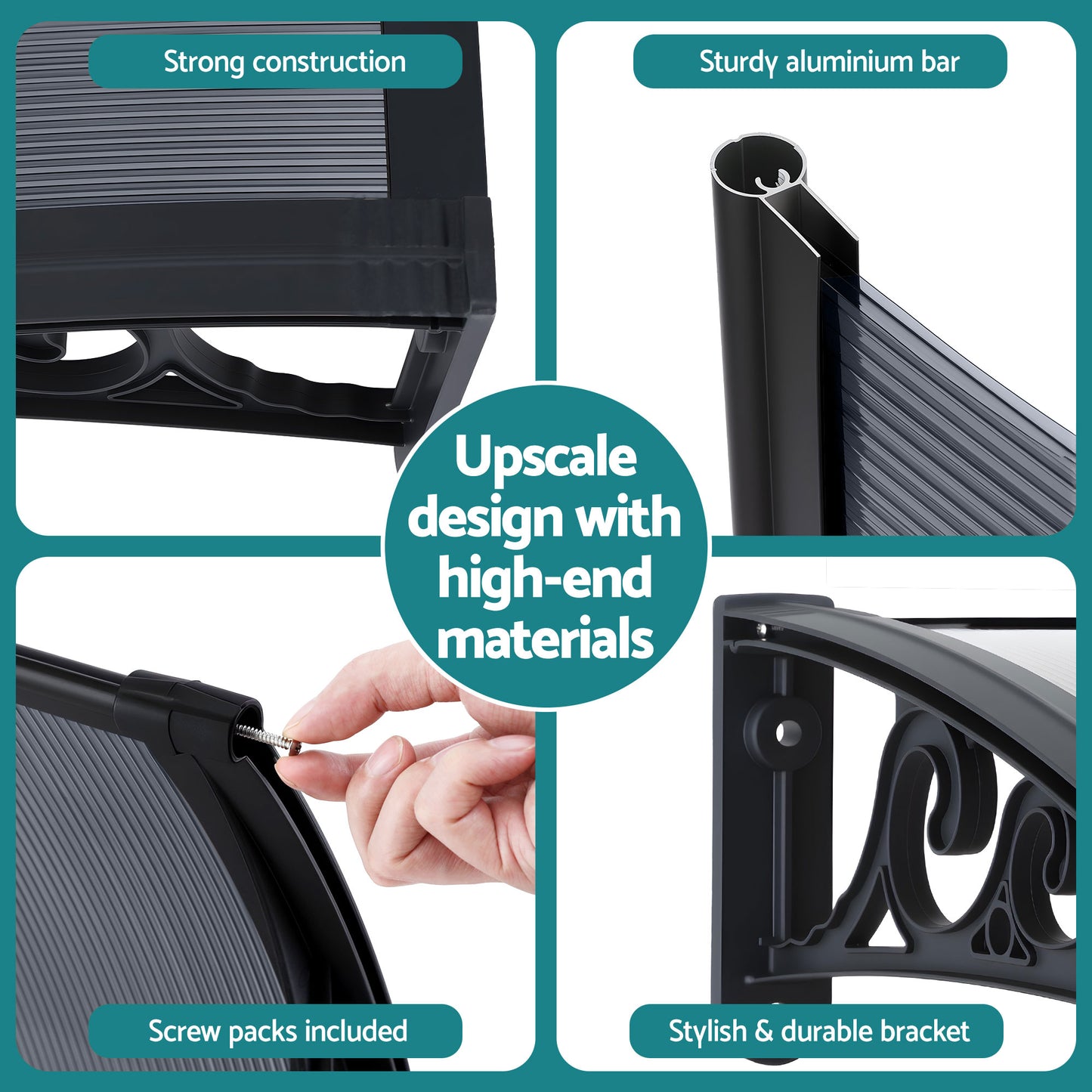 Instahut Window Awning Drainage 0.6mx0.6m Outdoor Grey - Image 9