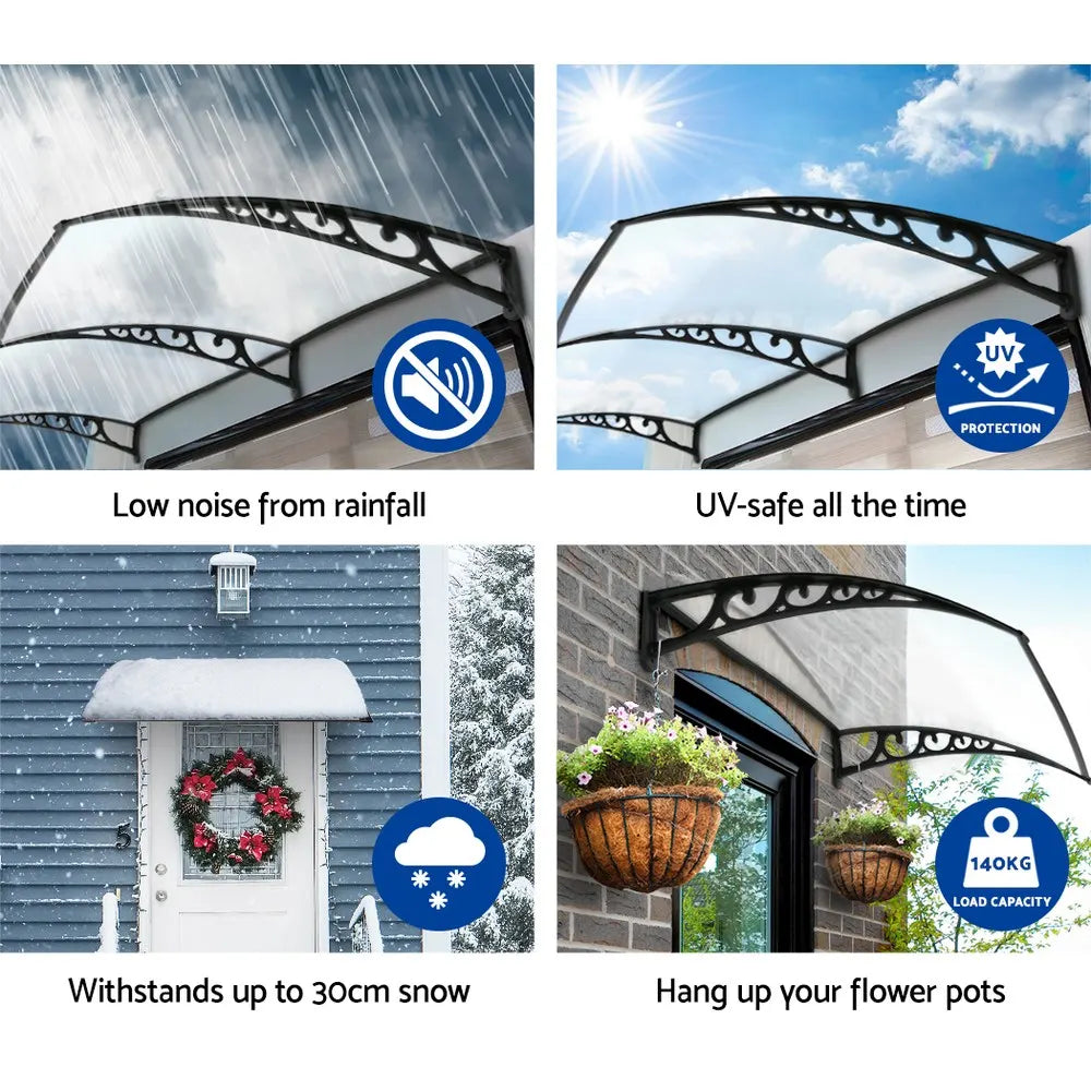 Instahut Window Door Awning 1mx1m Transparent Panel - Image 5
