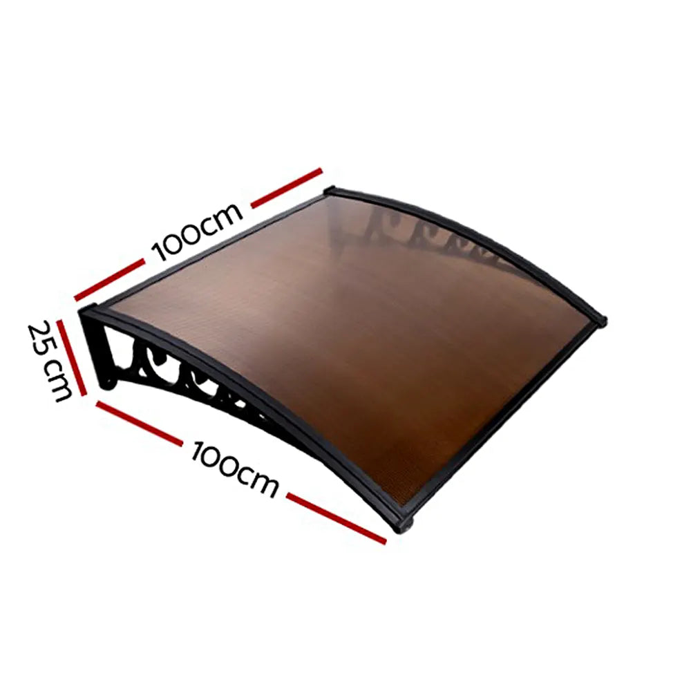 Instahut Window Door Awning 1mx1m Brown - Image 2