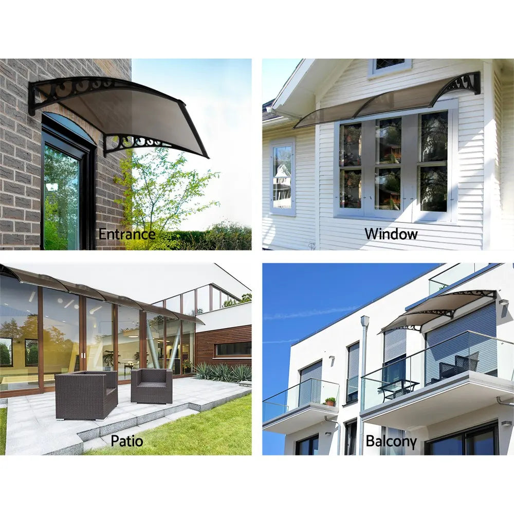 Instahut Window Door Awning 1mx1m Brown - Image 3