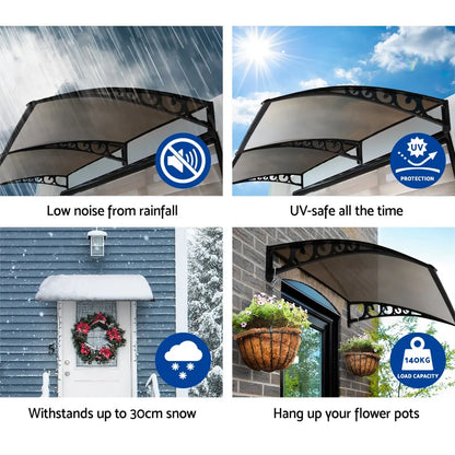 Instahut Window Door Awning 1mx1m Brown - Image 4