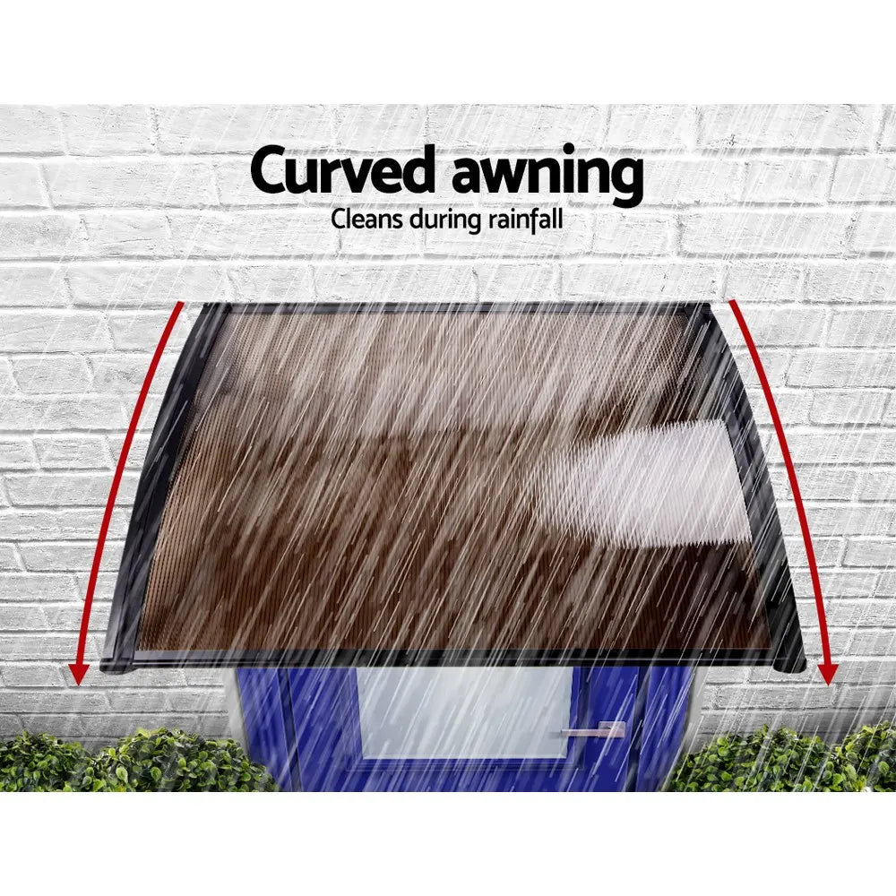 Instahut Window Door Awning 1mx1m Brown - Image 5