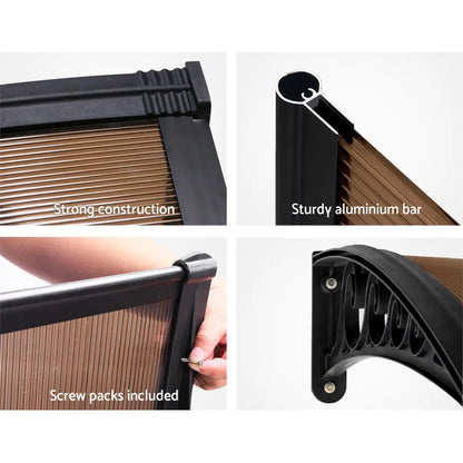 Instahut Window Door Awning 1mx1m Brown - Image 6