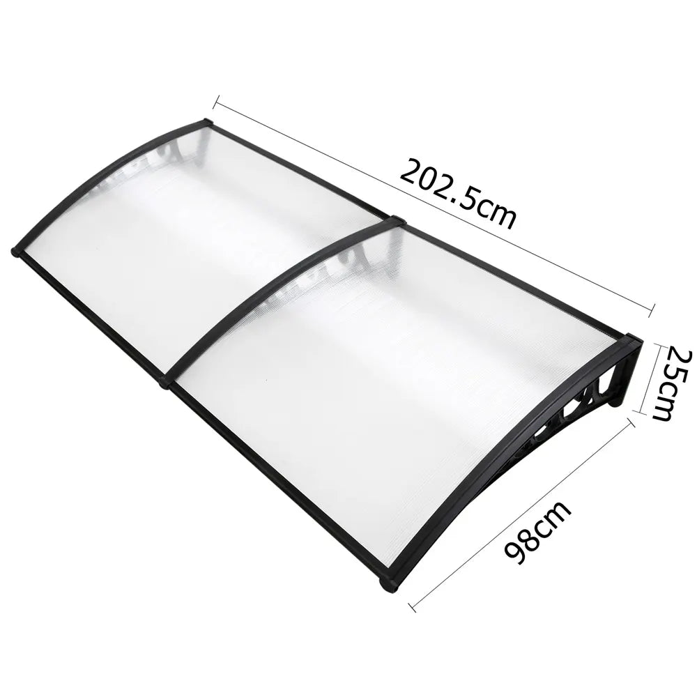 Instahut Window Awning Door Canopy 1mx2m Transparent - Image 2
