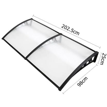 Instahut Window Awning Door Canopy 1mx2m Transparent - Image 2