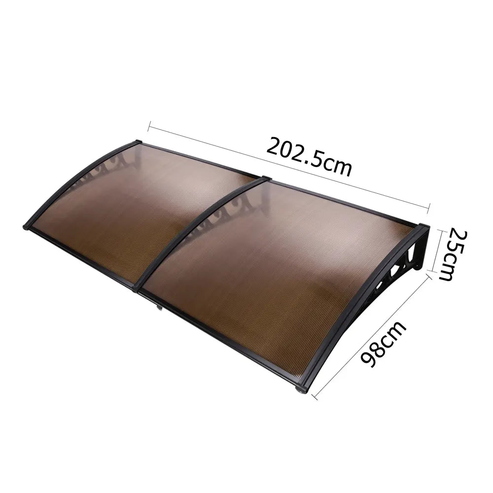 Instahut Window Awning Door Canopy 1m x 2m Brown - Image 2