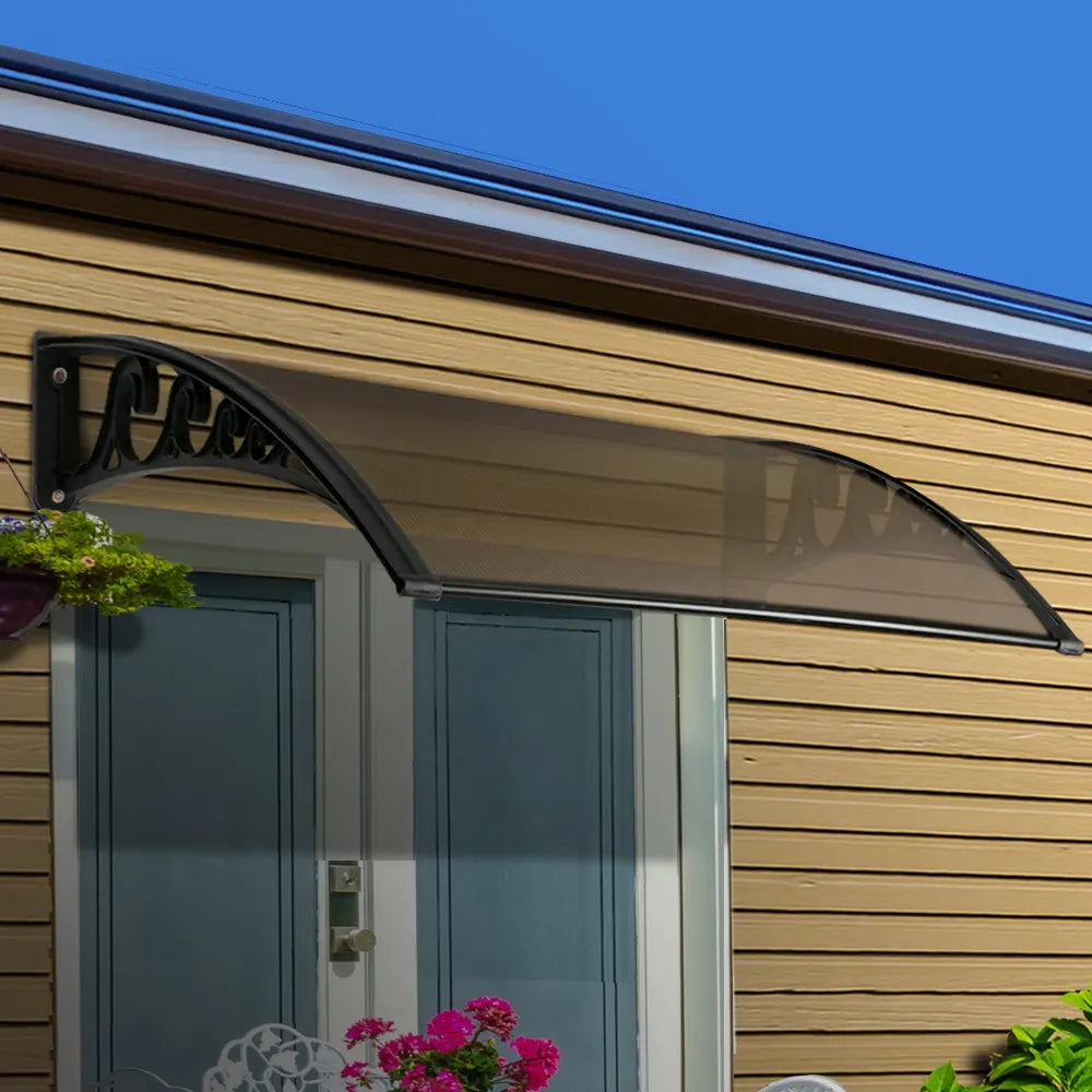Instahut Window Awning Door Canopy 1m x 2m Brown - Image 7