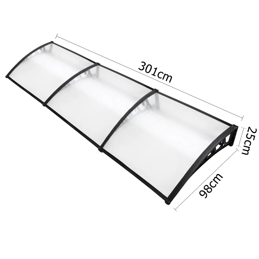 Instahut Window Door Awning 1mx3m Transparent - Image 2