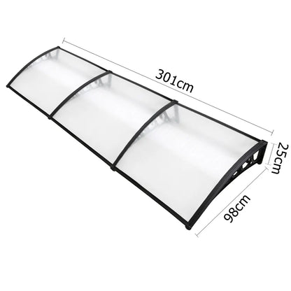 Instahut Window Door Awning 1mx3m Transparent - Image 2