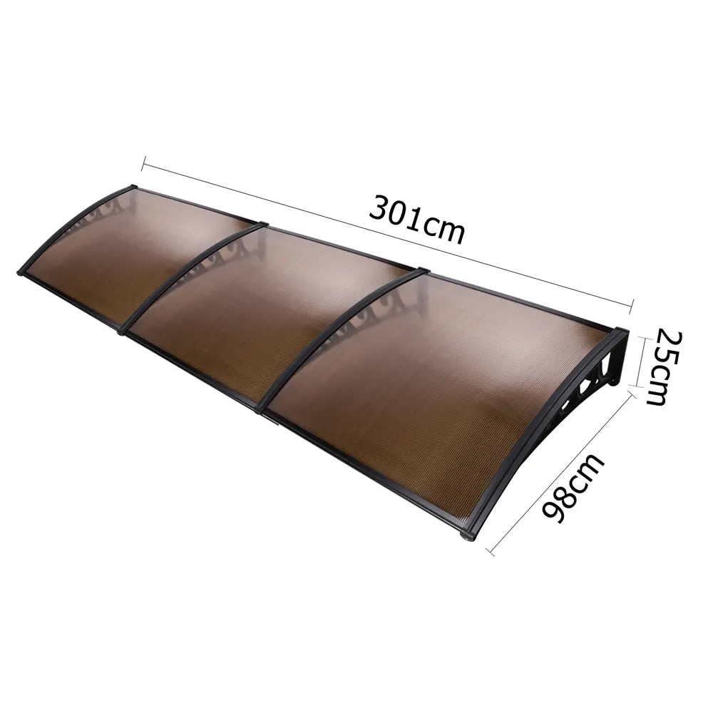 Instahut Window Door Awning 1mx3m Brown - Image 2