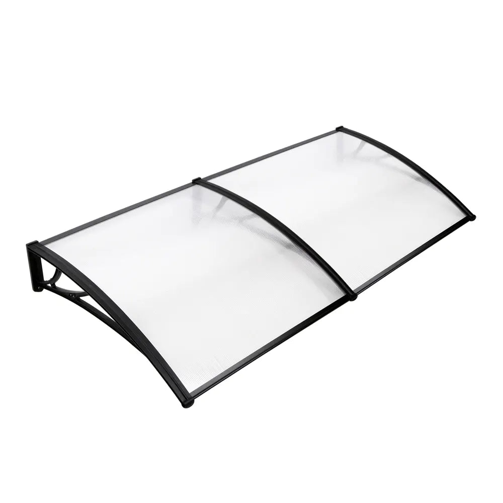 Instahut Window Door Awning Canopy 1mx2m Transparent Sheet Black Plastic Frame - Image 8