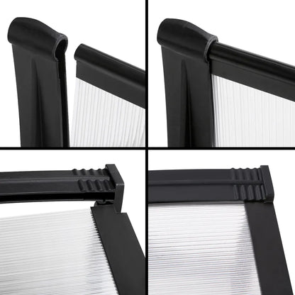 Instahut Window Door Awning Canopy 1mx2m Transparent Sheet Black Plastic Frame - Image 5