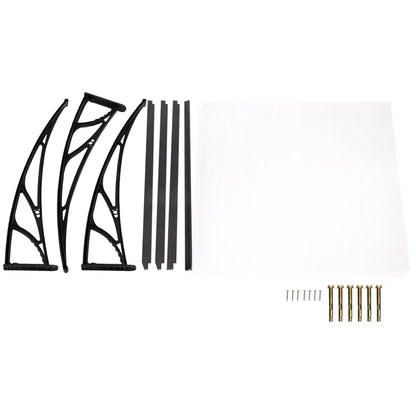 Instahut Window Door Awning Canopy 1mx2m Transparent Sheet Black Plastic Frame - Image 6
