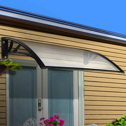 Instahut Window Door Awning Canopy 1mx2m Transparent Sheet Black Plastic Frame - Image 7