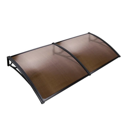 Instahut Window Door Awning Canopy 1mx2m Brown Sheet Black Plastic Frame - Image 8