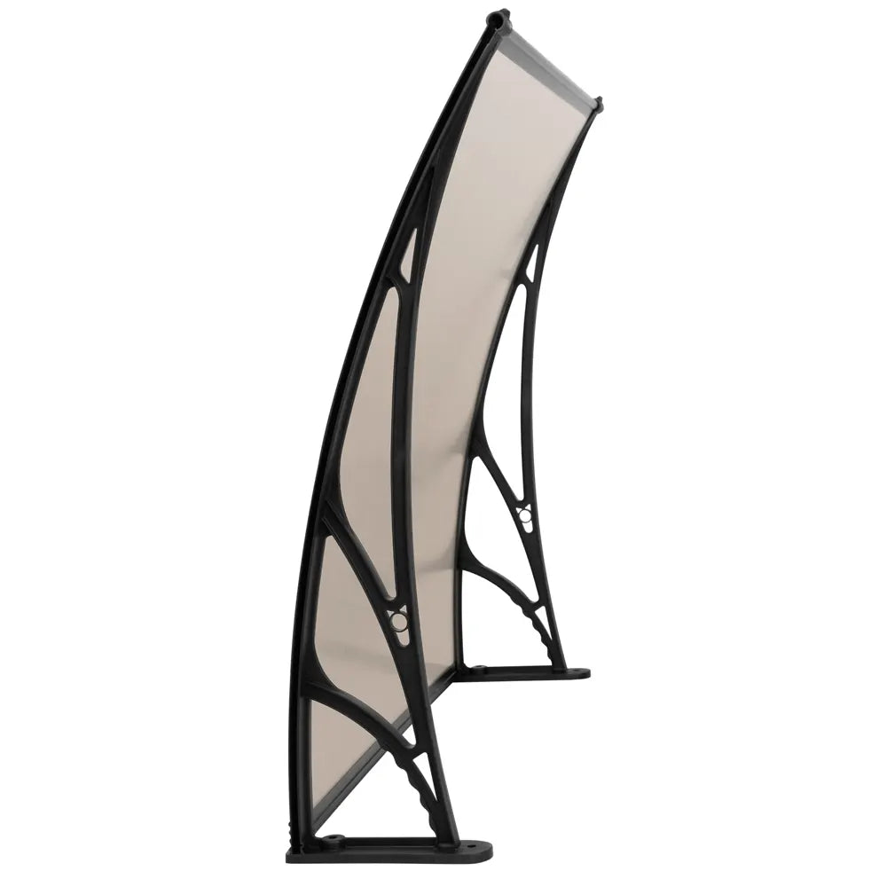 Instahut Window Door Awning Canopy 1mx2m Brown Sheet Black Plastic Frame - Image 3