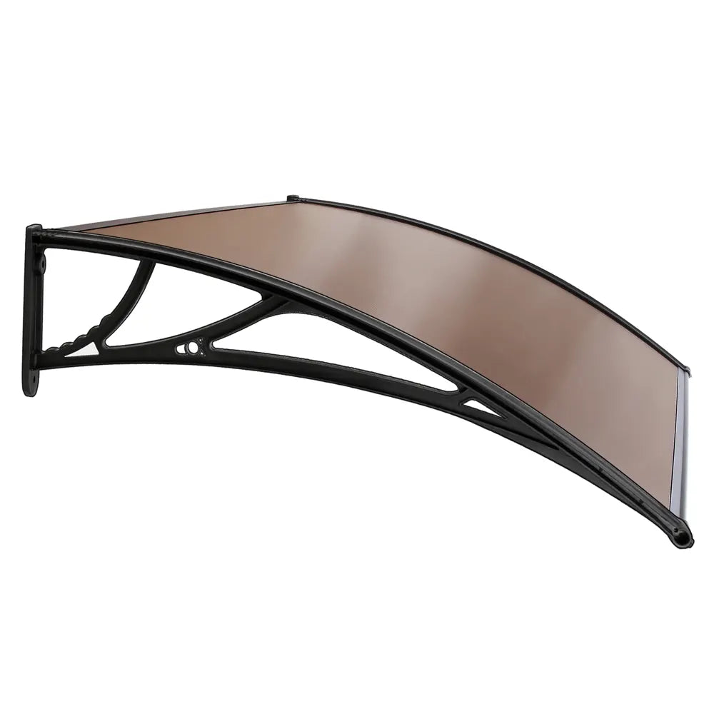 Instahut Window Door Awning Canopy 1mx2m Brown Sheet Black Plastic Frame - Image 4