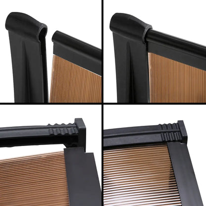 Instahut Window Door Awning Canopy 1mx2m Brown Sheet Black Plastic Frame - Image 5