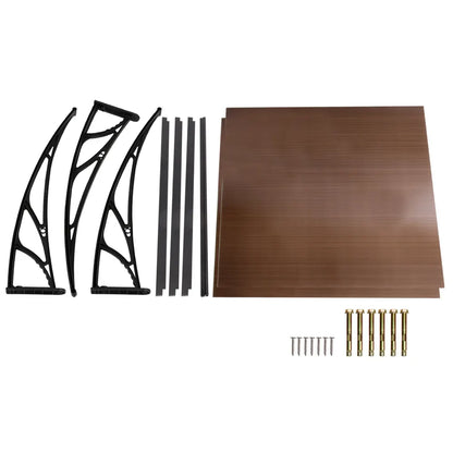 Instahut Window Door Awning Canopy 1mx2m Brown Sheet Black Plastic Frame - Image 6
