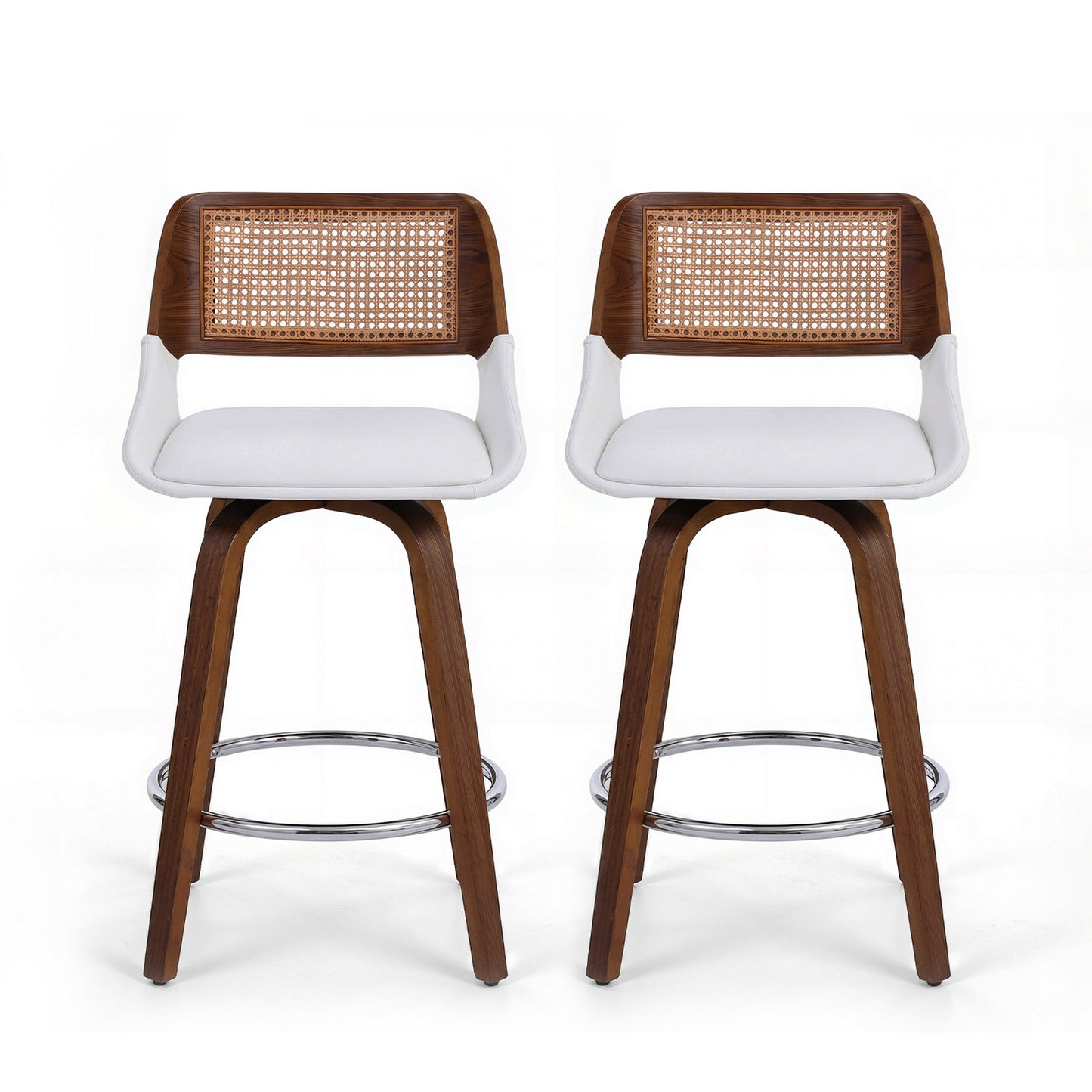 Artiss Wooden Bar Stools Set of 2 Swivel Kitchen Counter Stool Chair 60cm Seat Height - Image 3