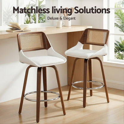 Artiss Wooden Bar Stools Set of 2 Swivel Kitchen Counter Stool Chair 60cm Seat Height - Image 4