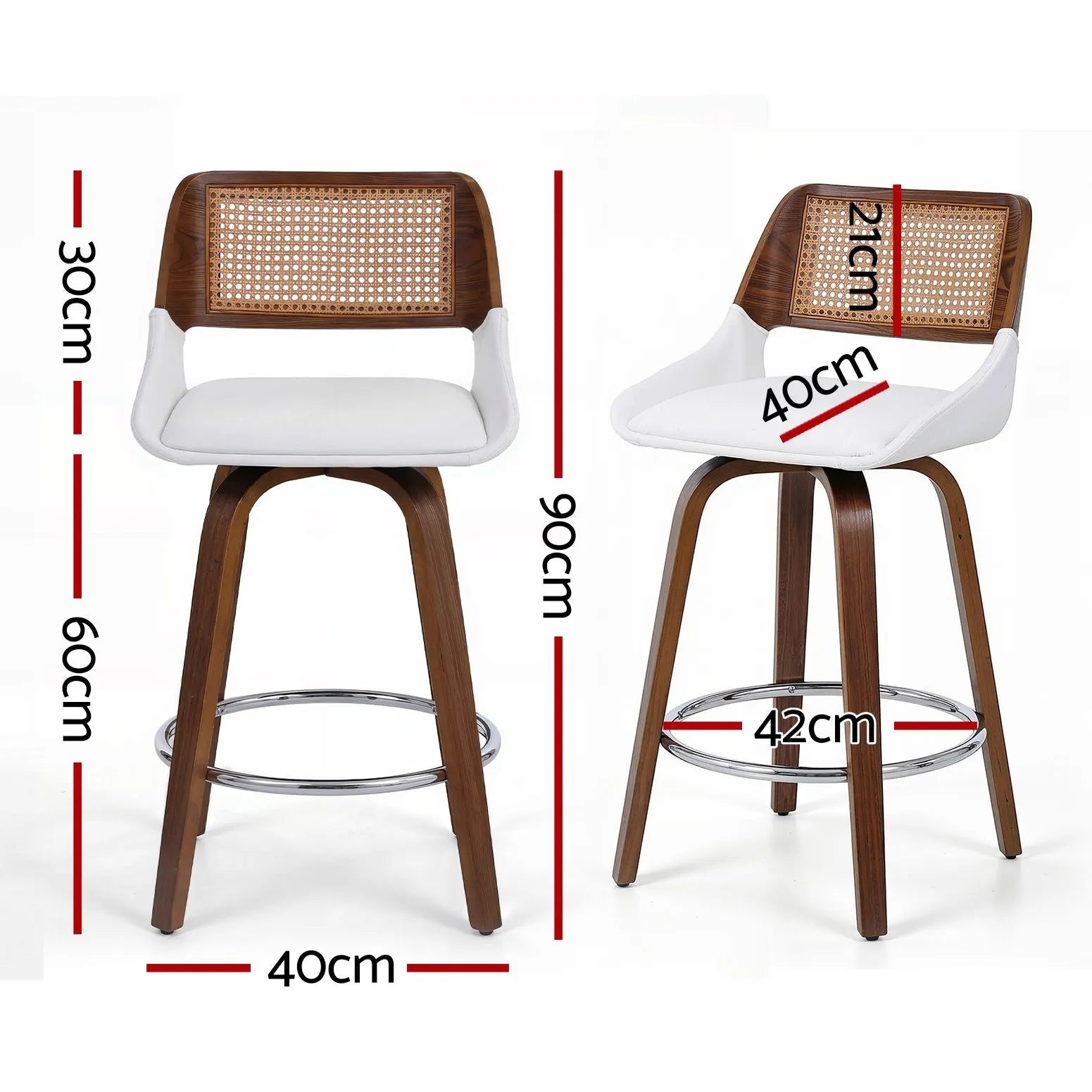 Artiss Wooden Bar Stools Set of 3 Swivel Kitchen Counter Stool Chair 60cm Seat Height - Image 2