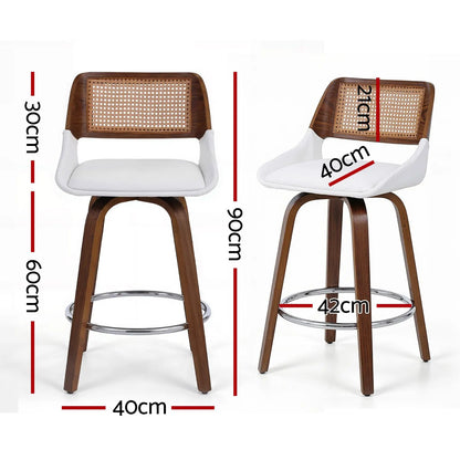 Artiss Wooden Bar Stools Set of 3 Swivel Kitchen Counter Stool Chair 60cm Seat Height - Image 2