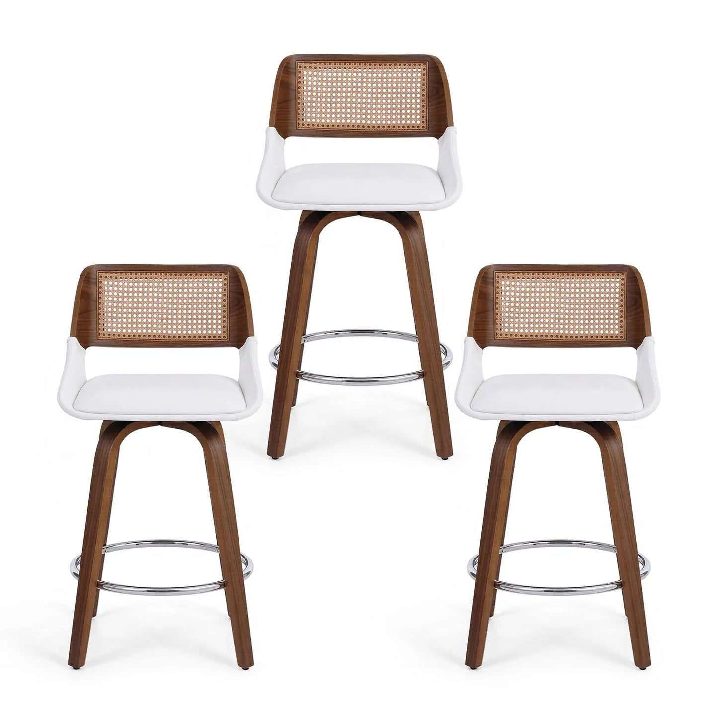 Artiss Wooden Bar Stools Set of 3 Swivel Kitchen Counter Stool Chair 60cm Seat Height - Image 3