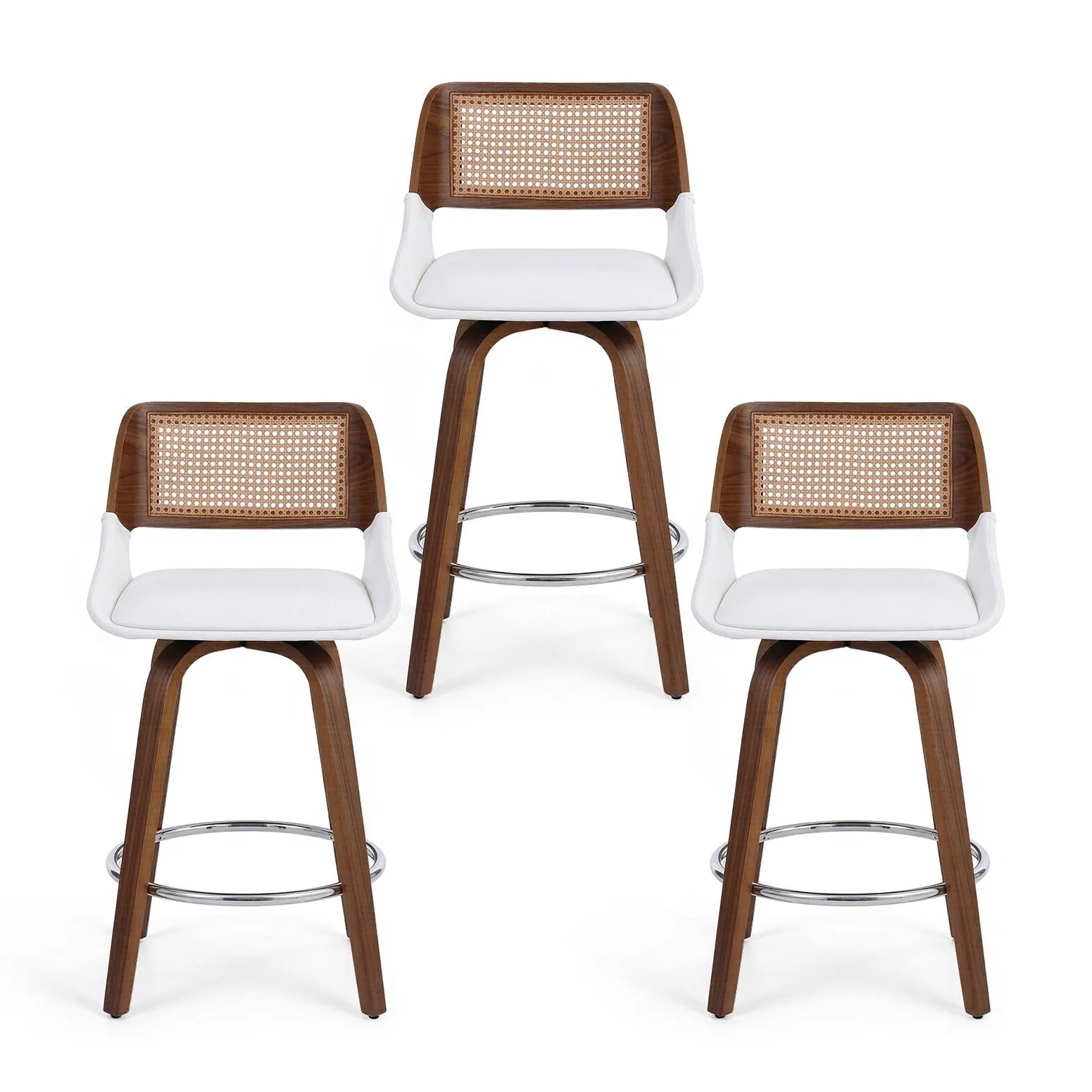 Artiss Wooden Bar Stools Set of 3 Swivel Kitchen Counter Stool Chair 60cm Seat Height - Image 3