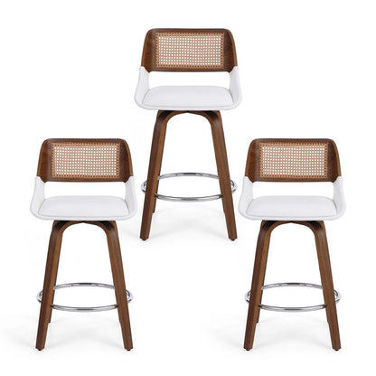 Artiss Wooden Bar Stools Set of 3 Swivel Kitchen Counter Stool Chair 60cm Seat Height - Image 3