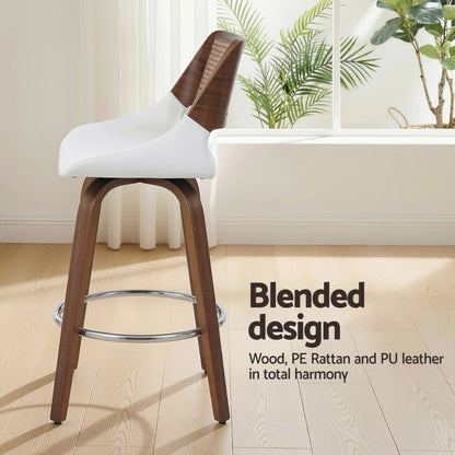 Artiss Wooden Bar Stools Set of 3 Swivel Kitchen Counter Stool Chair 60cm Seat Height - Image 5