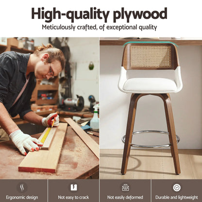 Artiss Wooden Bar Stools Set of 3 Swivel Kitchen Counter Stool Chair 60cm Seat Height - Image 7