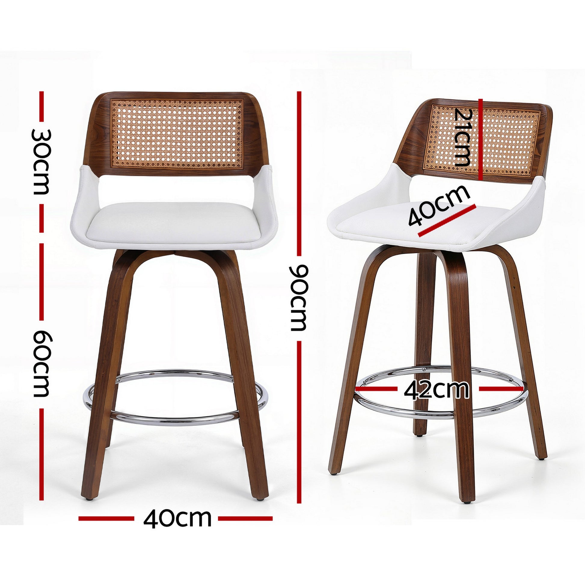 Artiss Wooden Bar Stools Set of 4 Swivel Kitchen Counter Stool Chair 60cm Seat Height - Image 2