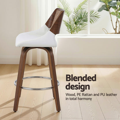 Artiss Wooden Bar Stools Set of 4 Swivel Kitchen Counter Stool Chair 60cm Seat Height - Image 5