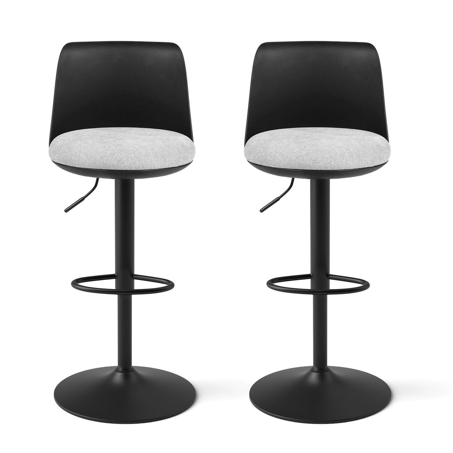 Artiss 2x Bar Stools Kitchen Swivel Gas Lift Counter Dining Chair Curved Black - Image 3
