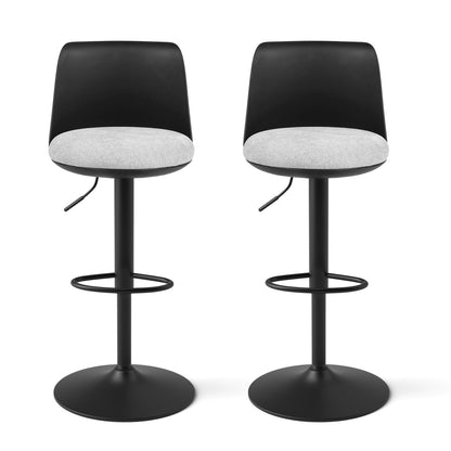 Artiss 2x Bar Stools Kitchen Swivel Gas Lift Counter Dining Chair Curved Black - Image 3