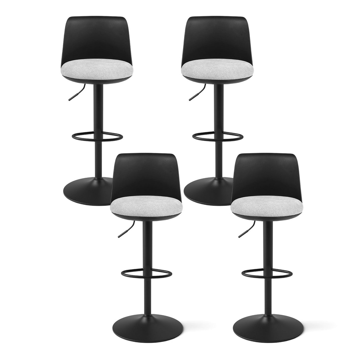 Artiss 4x Bar Stools Kitchen Swivel Gas Lift Counter Dining Chair Curved Black - Image 3