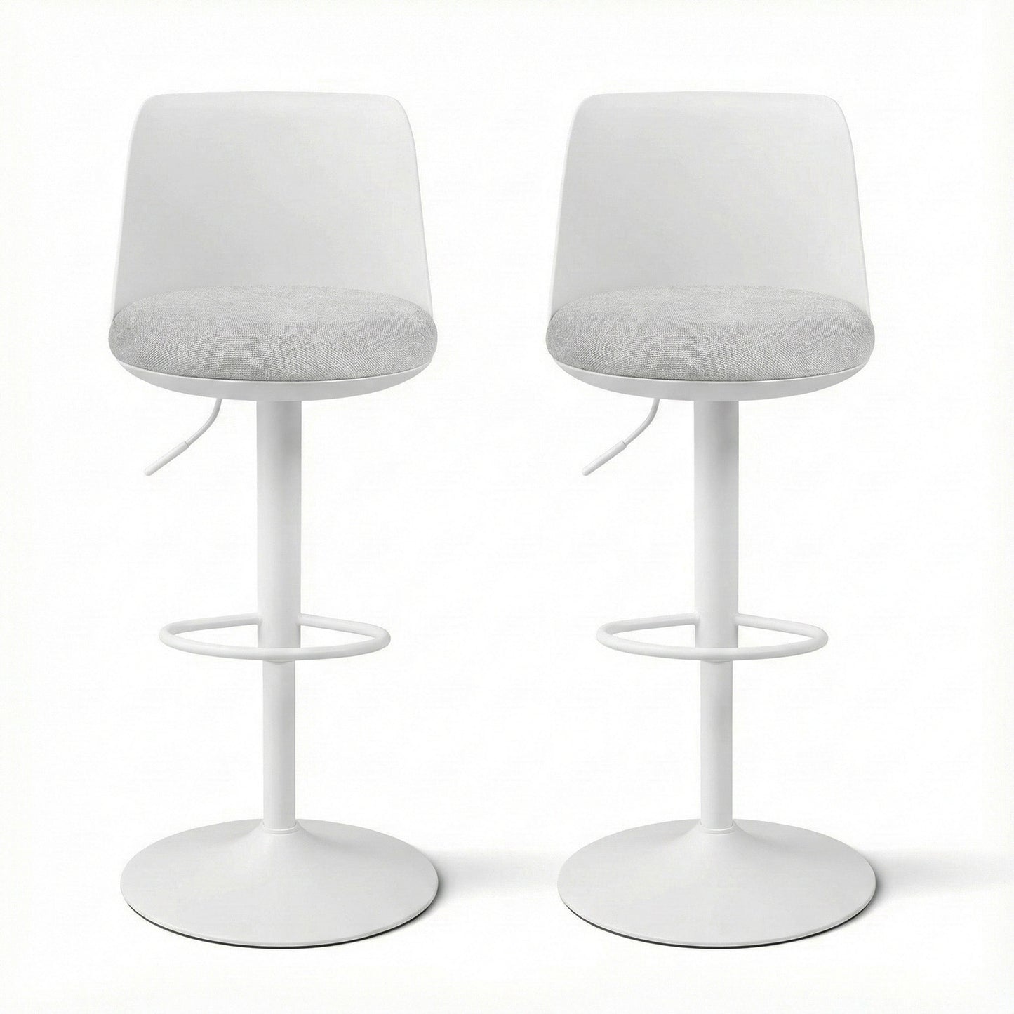 Artiss 2x Bar Stools Kitchen Swivel Gas Lift Counter Dining Chair Curved White - Image 3