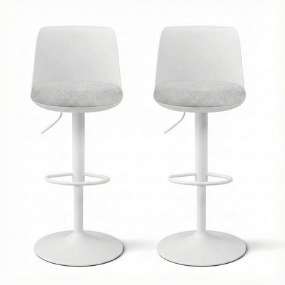 Artiss 2x Bar Stools Kitchen Swivel Gas Lift Counter Dining Chair Curved White - Image 3