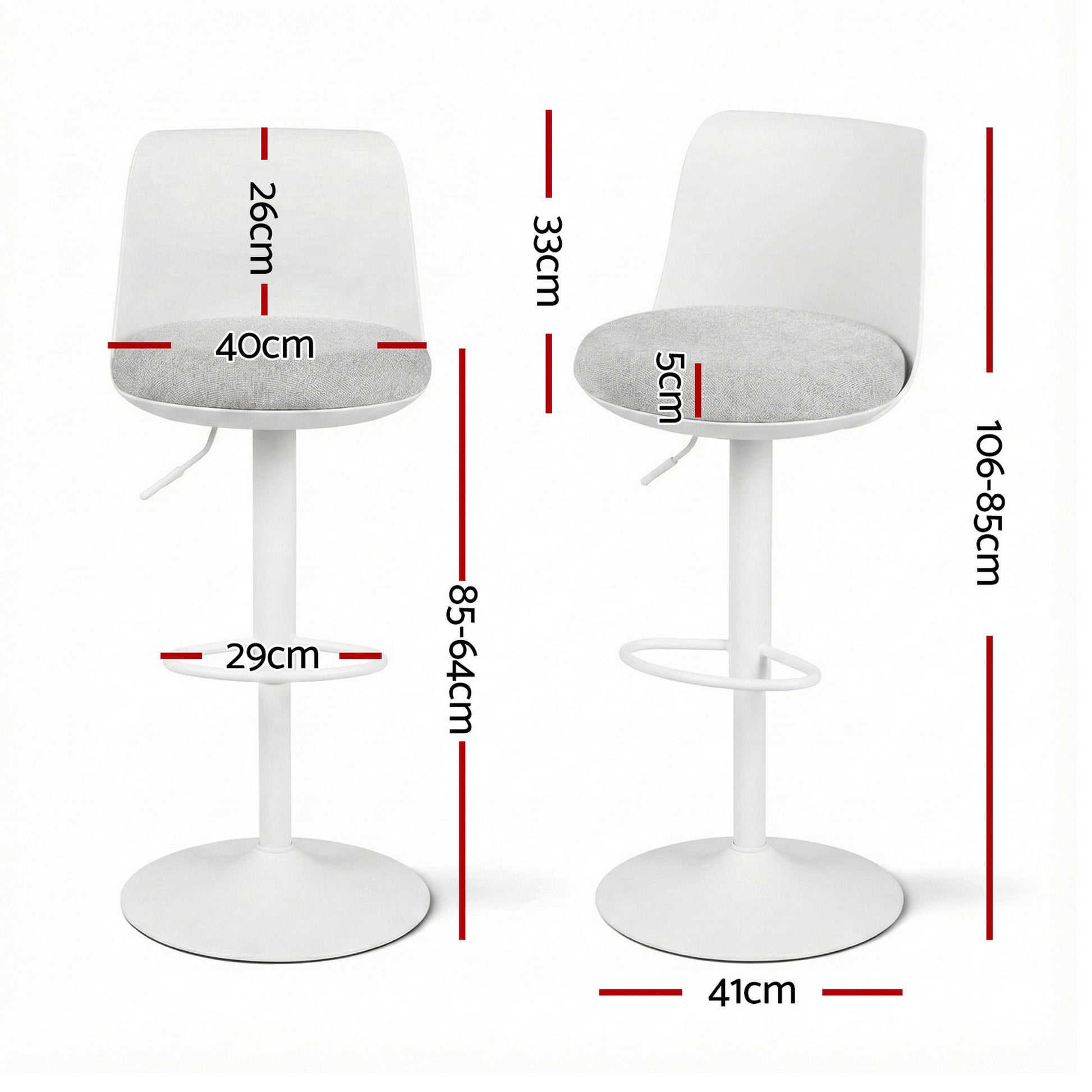 Artiss 4x Bar Stools Kitchen Swivel Gas Lift Counter Dining Chair Curved White - Image 2