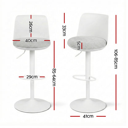 Artiss 4x Bar Stools Kitchen Swivel Gas Lift Counter Dining Chair Curved White - Image 2