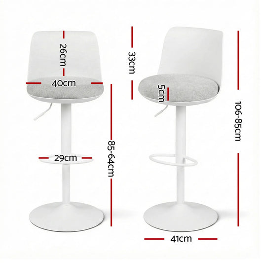 Artiss 4x Bar Stools Kitchen Swivel Gas Lift Counter Dining Chair Curved White - Image 2