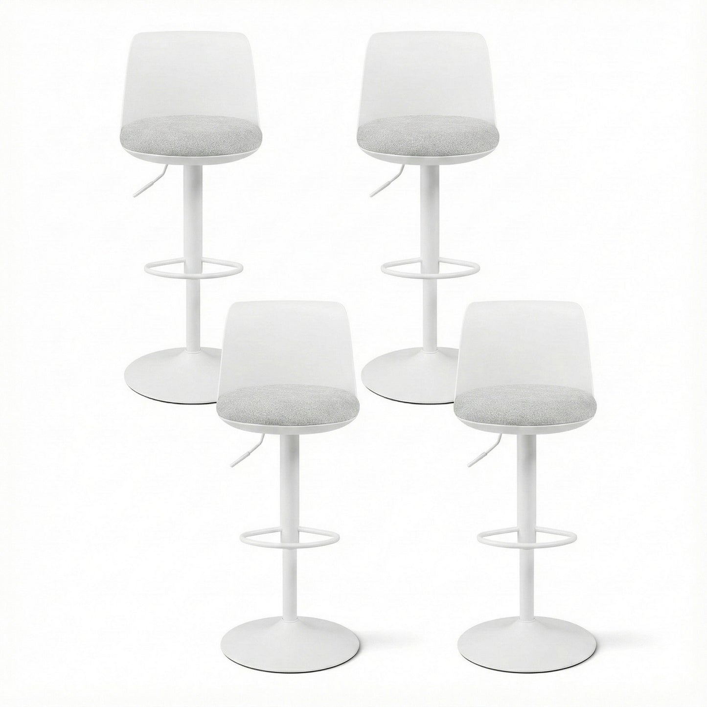 Artiss 4x Bar Stools Kitchen Swivel Gas Lift Counter Dining Chair Curved White - Image 3