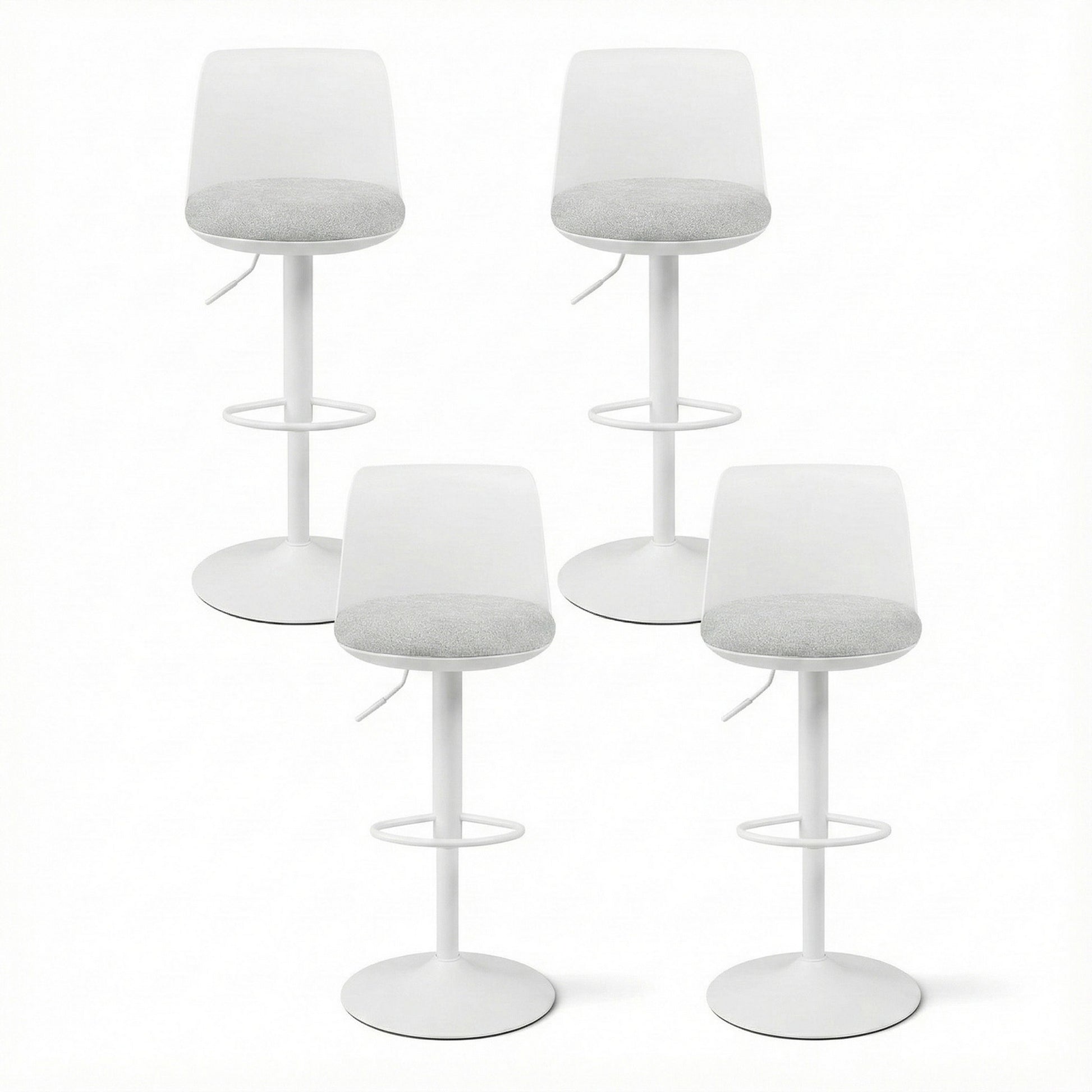 Artiss 4x Bar Stools Kitchen Swivel Gas Lift Counter Dining Chair Curved White - Image 3