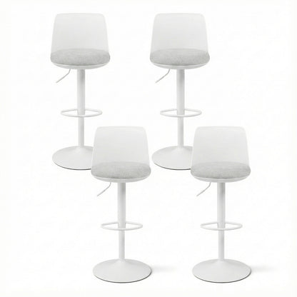 Artiss 4x Bar Stools Kitchen Swivel Gas Lift Counter Dining Chair Curved White - Image 3