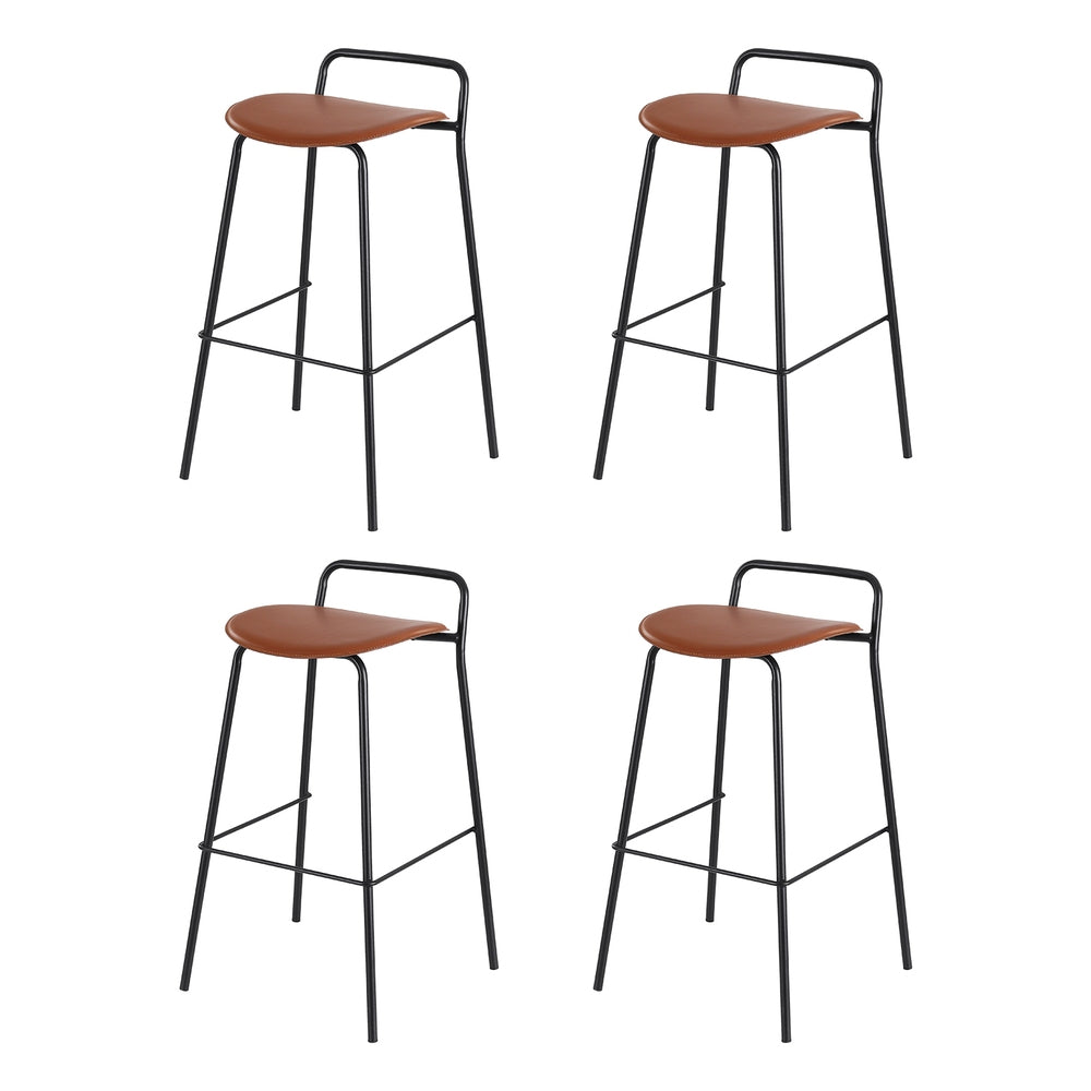 4x Artiss Bar Stools Kitchen Counter Dining Chair Metal Brown - Image 2