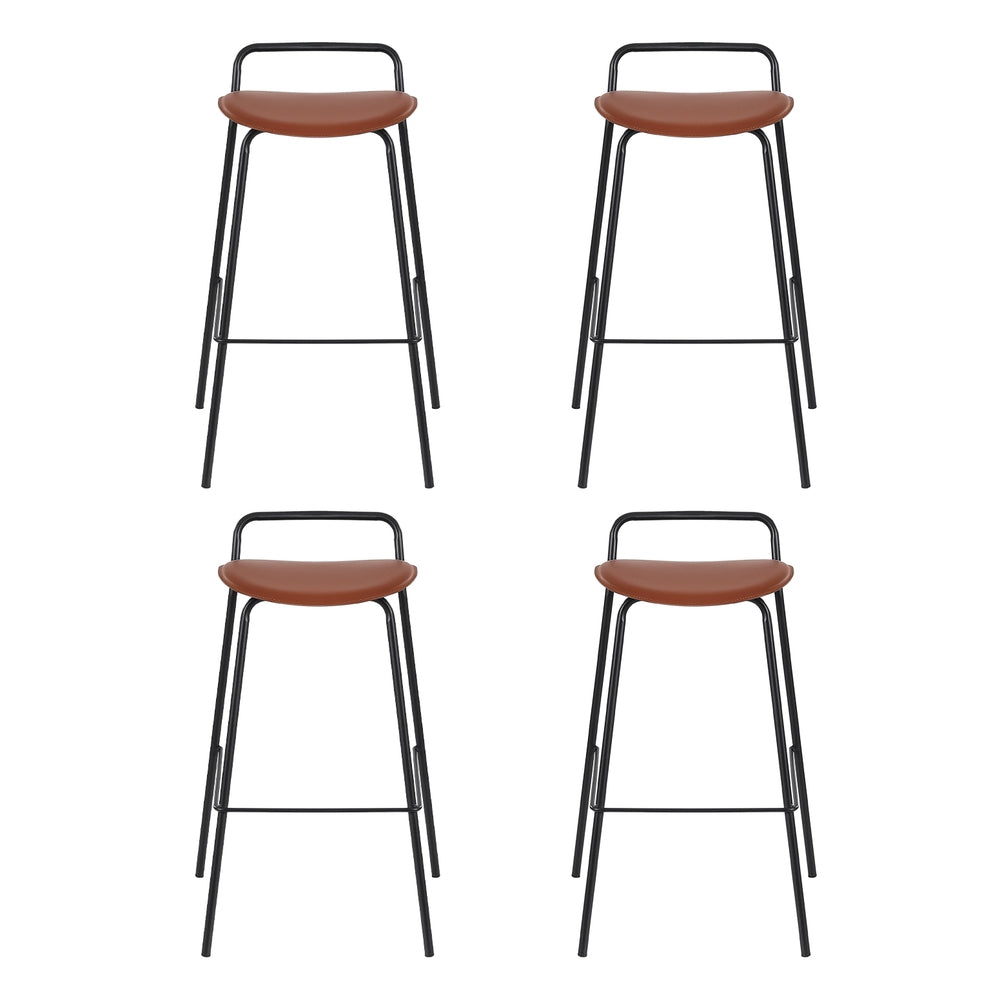 4x Artiss Bar Stools Kitchen Counter Dining Chair Metal Brown - Image 3
