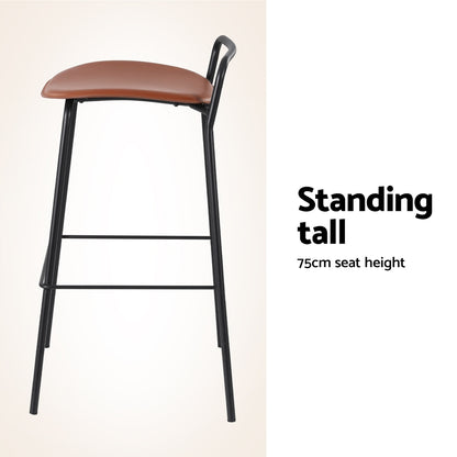 4x Artiss Bar Stools Kitchen Counter Dining Chair Metal Brown - Image 4