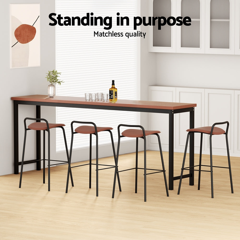 4x Artiss Bar Stools Kitchen Counter Dining Chair Metal Brown - Image 5